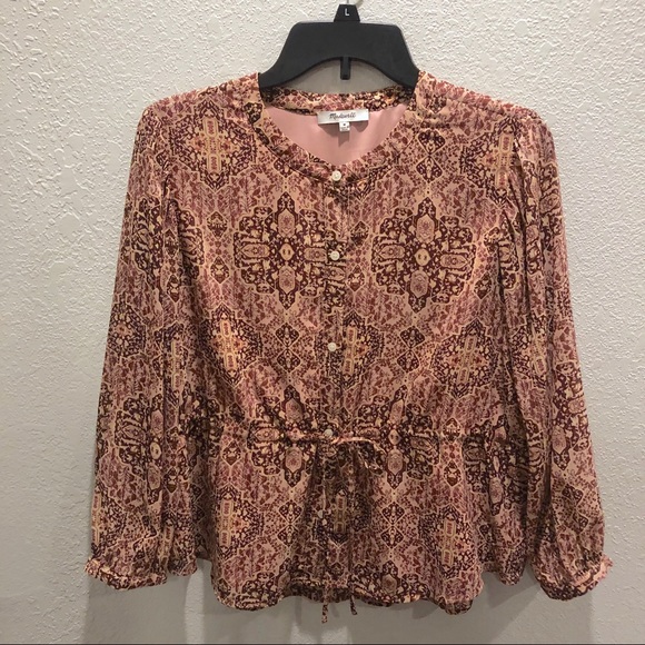 MADEWELL kaleidoscope print peasant top M - Picture 3 of 8